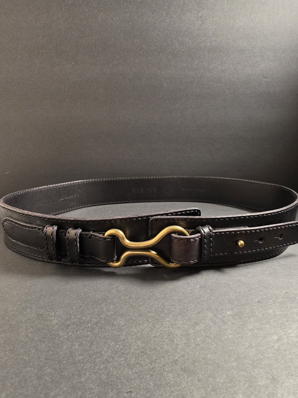 Lauren Ralph Lauren Dark Brown Leather Belt with Gold Horsebit Detail